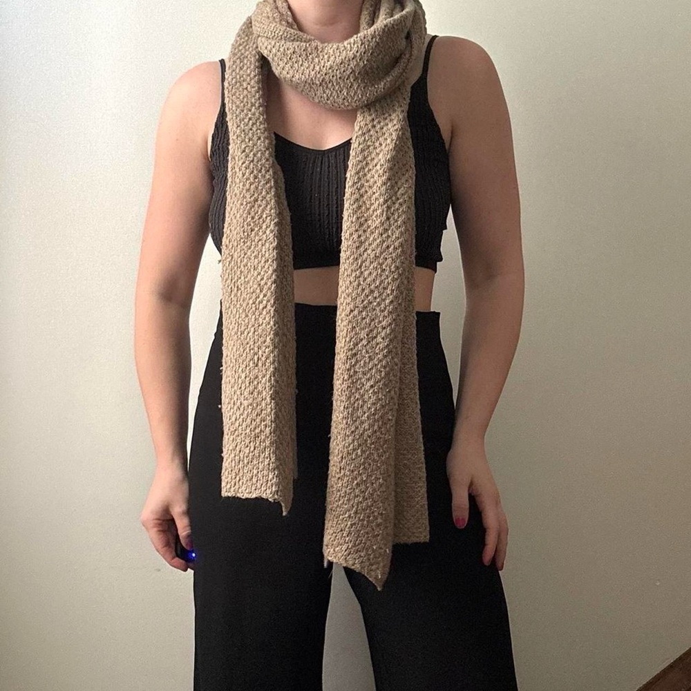 Tan knit winter scarf